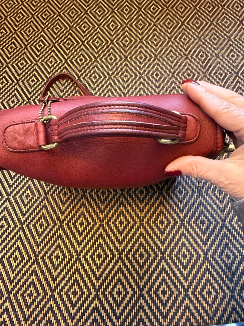 Vintage Coach Station Bag BORDEAUX (red/burgundy) with brass 5130 - Picture 11 of 17